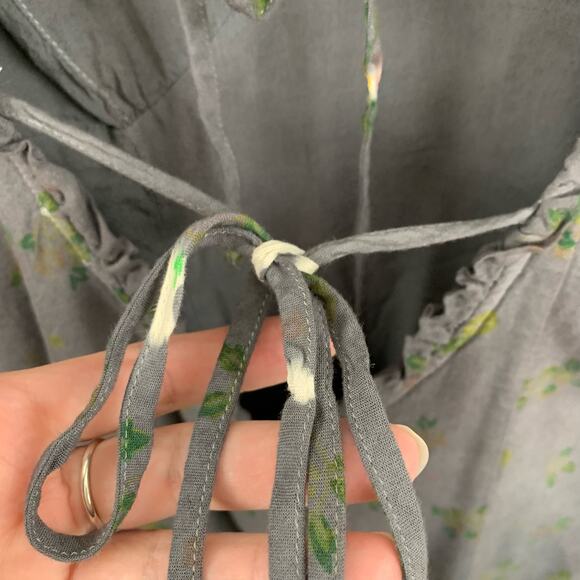 Free People Dress Mini Sweetheart Coquette Boho Gray Floral Milkmaid Size Medium - Picture 9 of 11